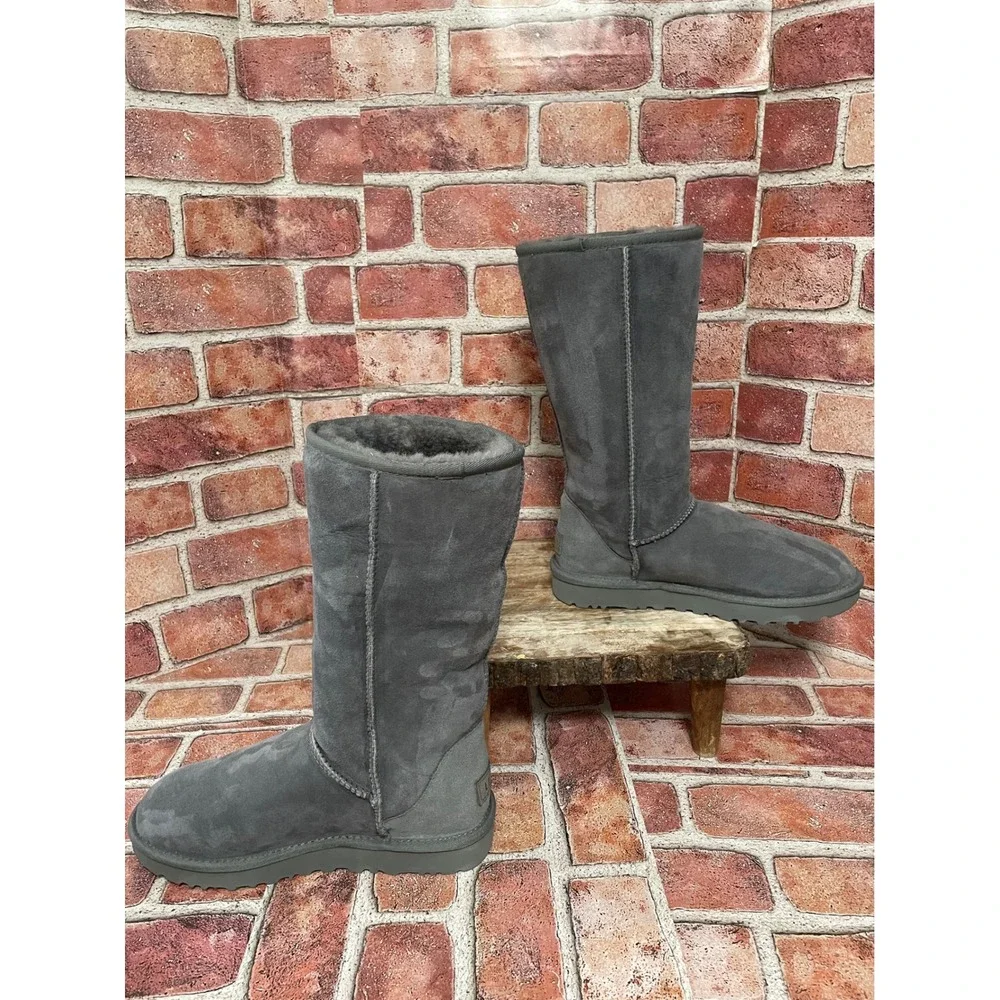 UGG Classic Tall II Grey Suede Sheepskin Boots 1016224 Womens Size 7